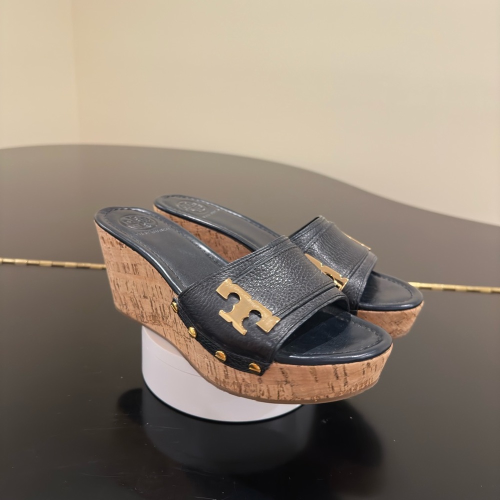 RARE authentic iconic luxury summer beach resort Tory Burch wedge/sandals/shoes - Picture 3 of 17